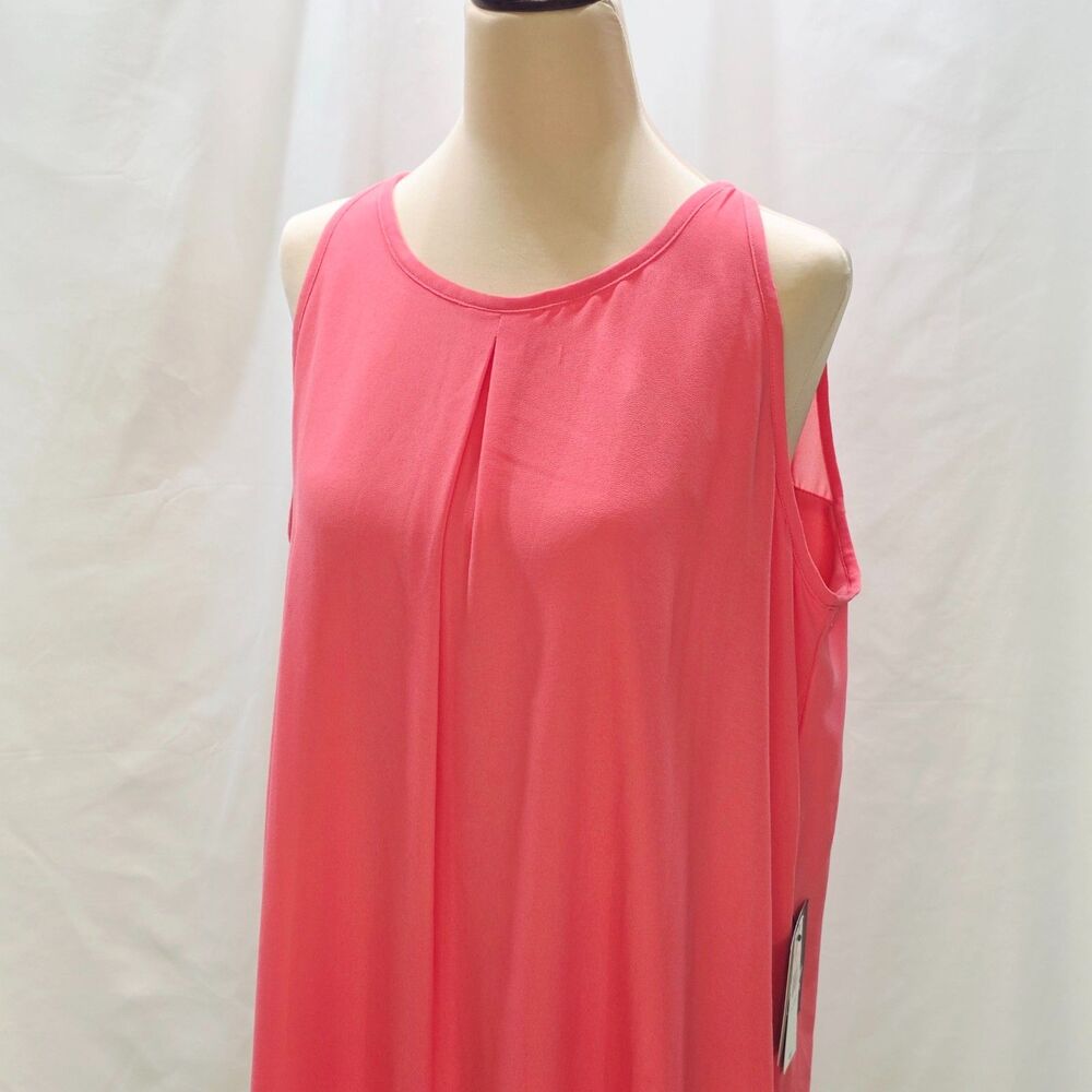 NWT by&by Coral Sheer Layered Sleeveless Dress XL Split Front Summer - Picture 3 of 8